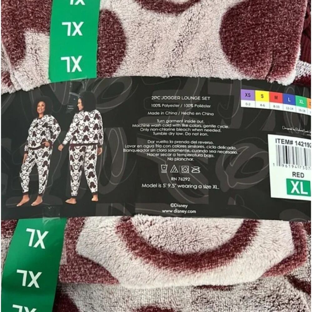 NEW Soft Fleece Sz XL (16/18) Comfy MICKEY MOUSE 2 Pc Pajama Lounge Set DISNEY - Picture 7 of 7
